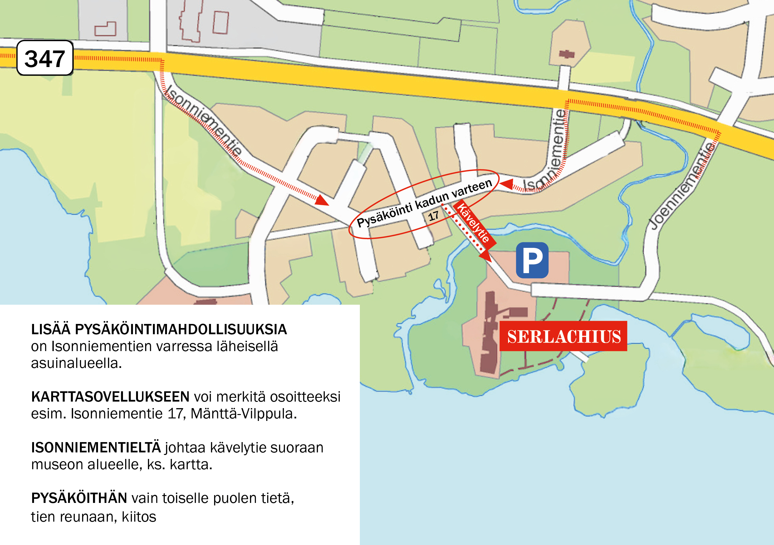 Karttakuva pysäköinnistä Isoniemellä